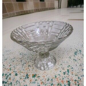 Vintage Louisa Pedestal Jeannette Clear Glass Centerpiece Footed Bowl